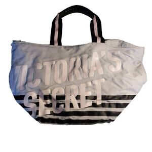 Victoria's Secret Athletic Sport Bag Weekender Overnigh Tote Bag Gray & Black